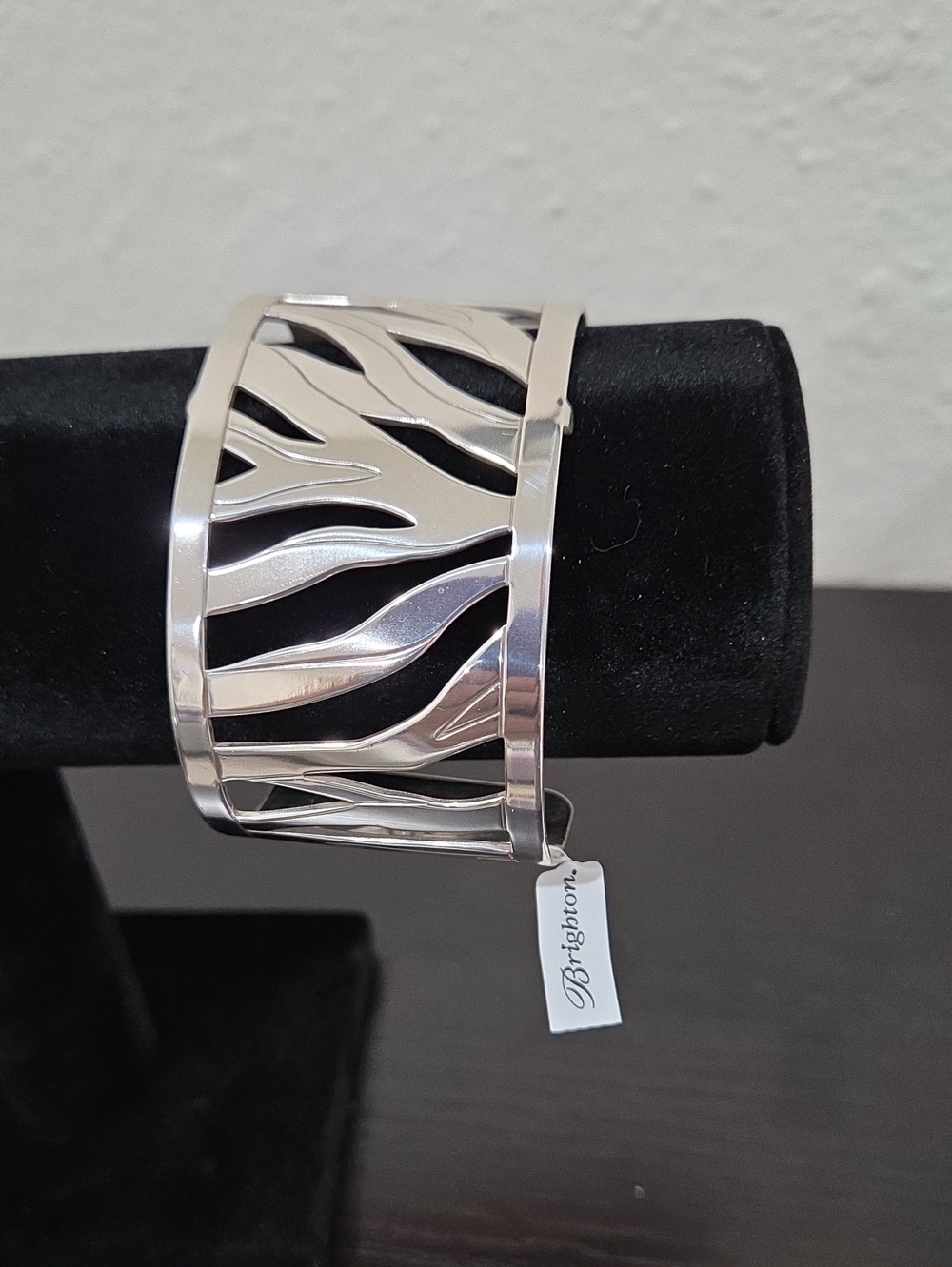 Brighton Silver Cutout Wave Cuff Bracelet With Interchangeable Inserts